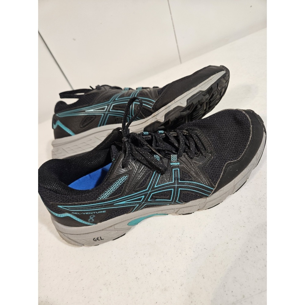 ASICS Gel Venture 8 Trail Running Shoes Womens 9.5 Blk/Teal Gel Sneakers (S118